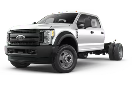 A Ford chassis cab work truck, ready for an upfit