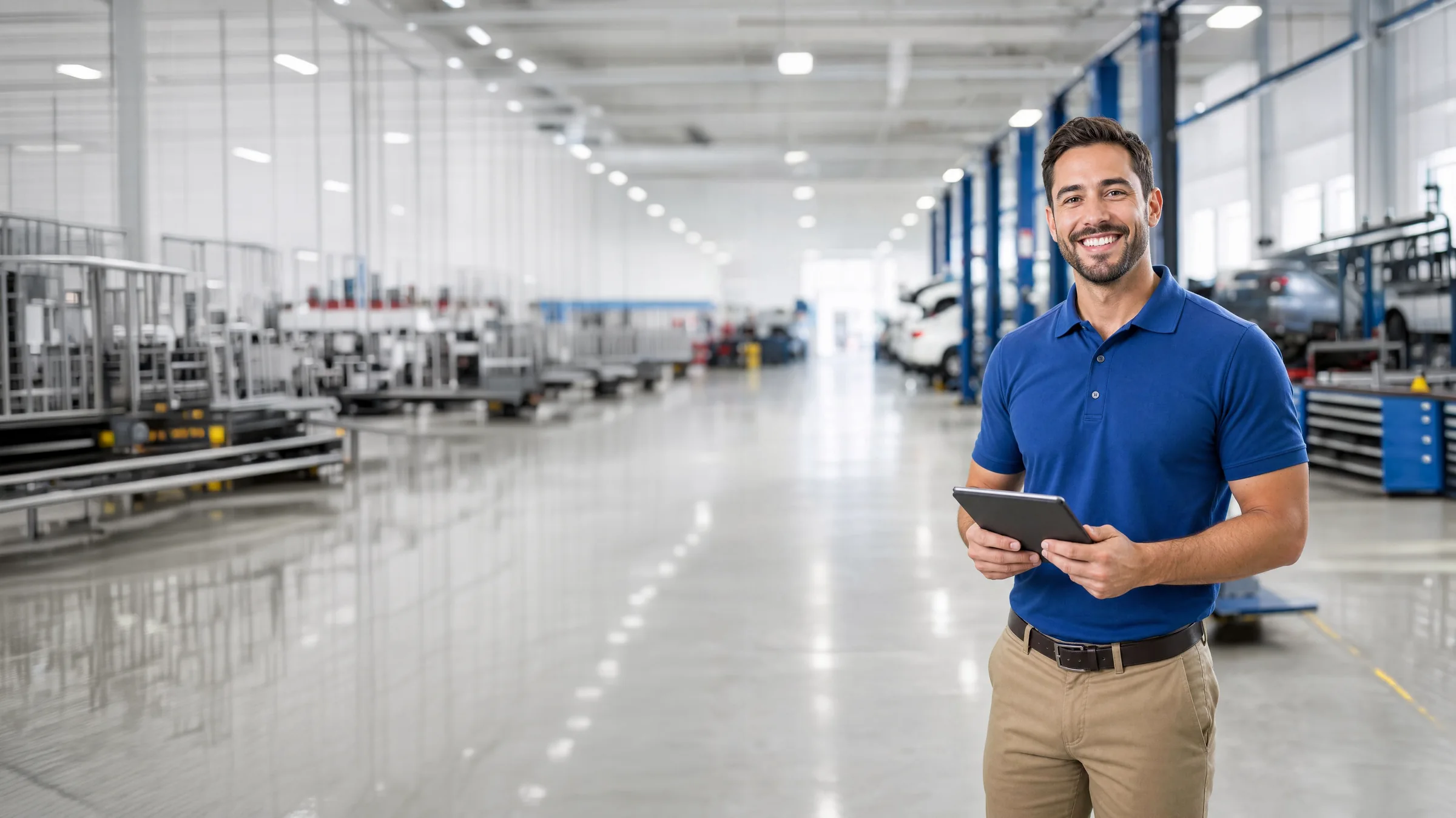 A Shults service technician in the bay